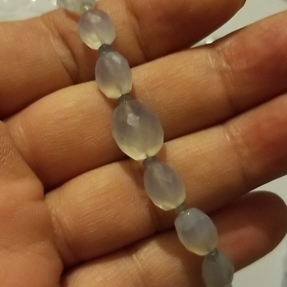 .925 CHALCEDONY/SAPPHIRE NECKLACE - Picture 4 of 4